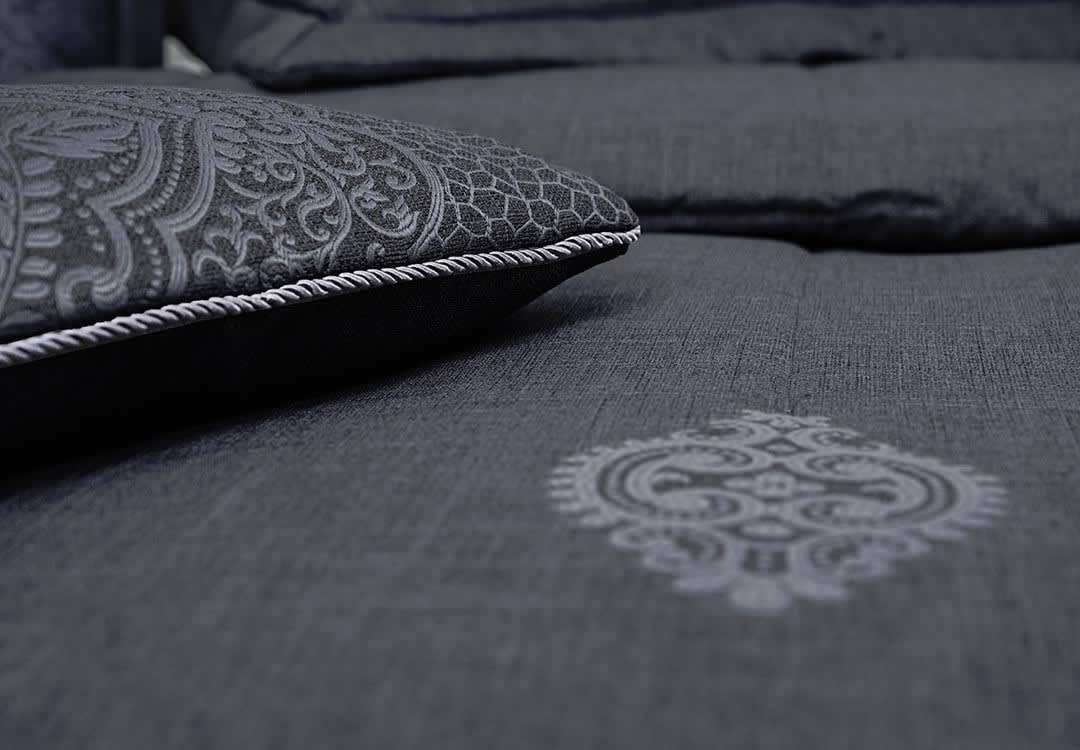 Turkish Jacquard Cotton Bed Spread Set 4 PCS - King D.Grey