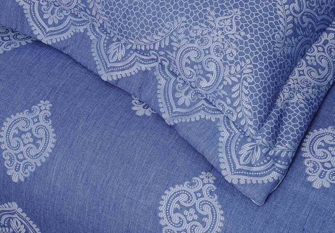 Turkish Jacquard Cotton Bed Spread Set 4 PCS - King Blue
