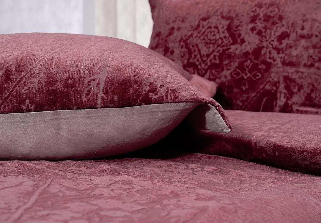 Turkish Jacquard Velvet Bed Spread Set 3 PCS - King Burgundy