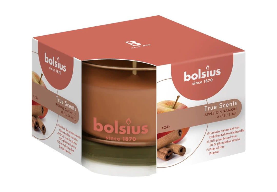 Apple Cinnamon Scented Candle - Bolsius Brown