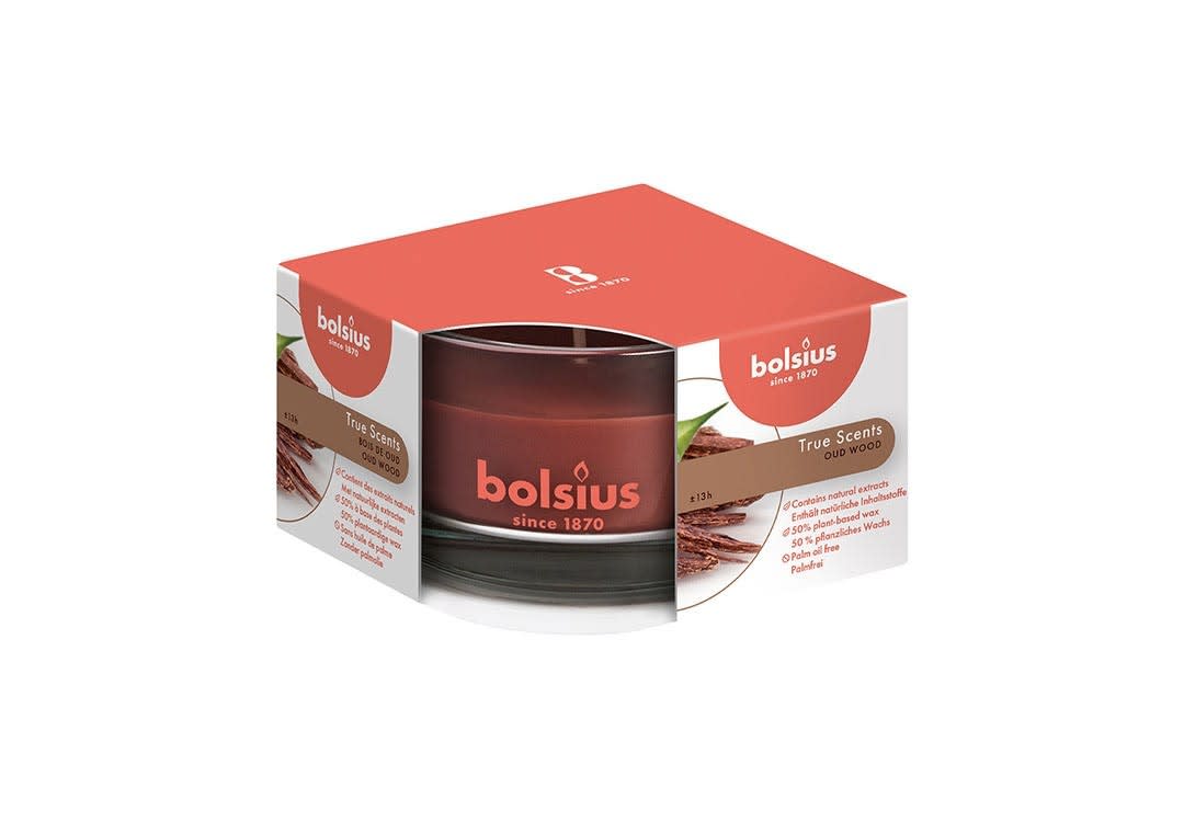 Oud Wood Scented Candle - Bolsius Burgundy 
