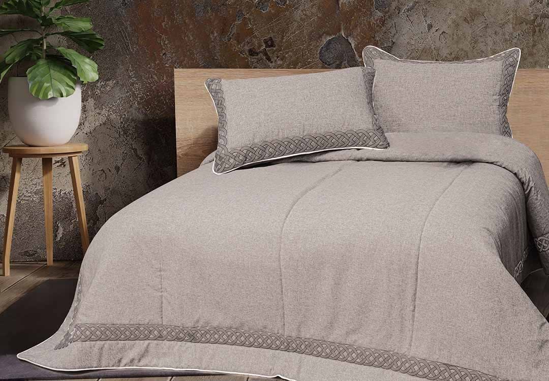 Turkish Jacquard Cotton Bed Spread Set 3 PCS - King Beige