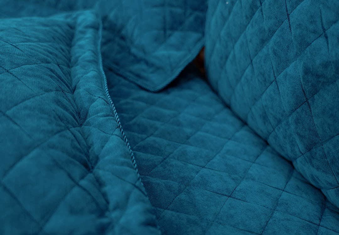 Turkish Jacquard Velvet Bed Spread Set 4 PCS - King Blue