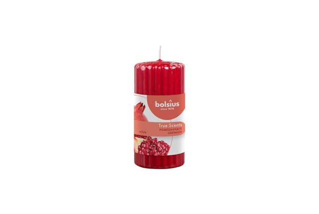 Pomegranate Scented Pillar Candle 1 PC - Bolsius Red