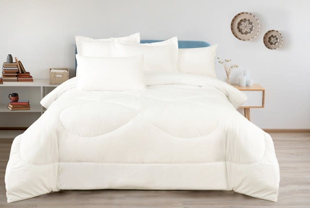 Armada Stripe Hotel Comforter Set 4 PCS - Single Cream