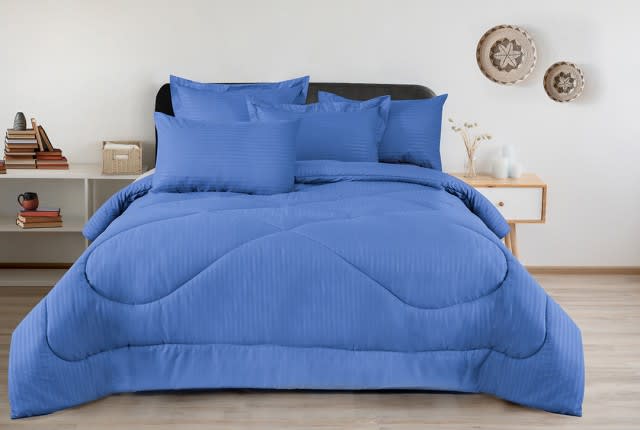 Armada Stripe Hotel Comforter Set 4 PCS - Single Blue