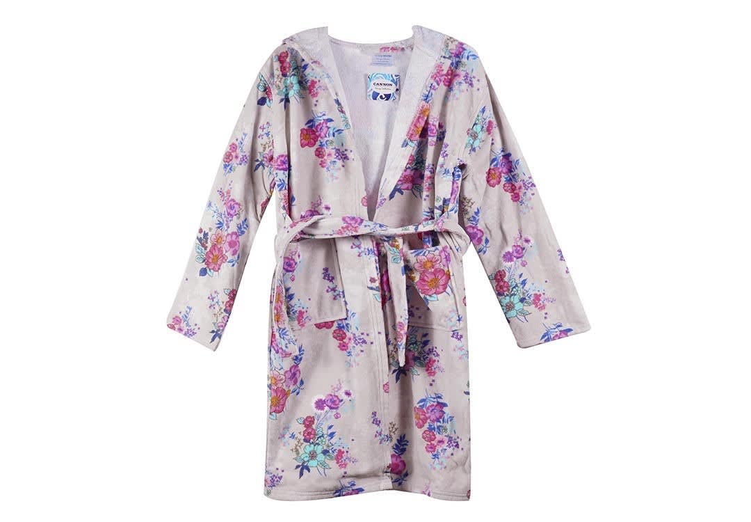 Cannon Cotton Kids Bathrobe - Roses - ( 10 - 12 ) Years Old