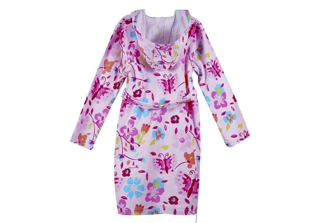 Cannon Cotton Kids Bathrobe - Flowers - ( 10 - 12 ) Years Old