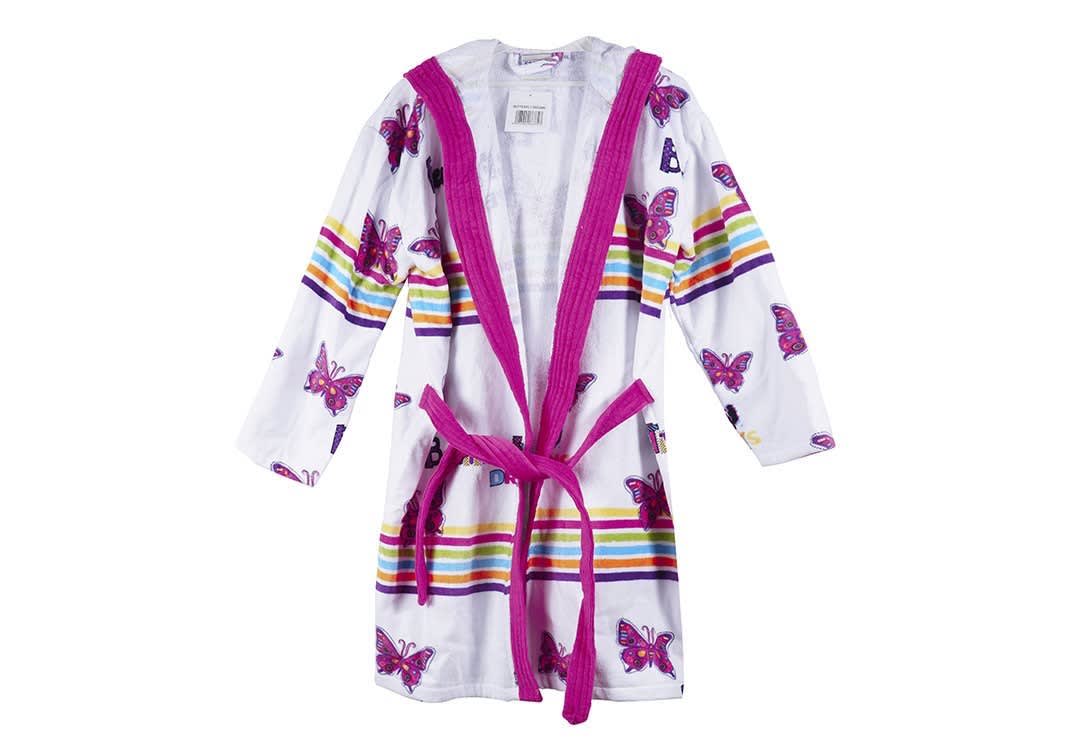 Cannon Cotton Kids Bathrobe - Butterfly - ( 8 - 10 ) Years Old