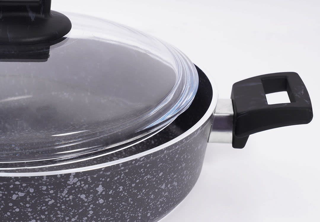 Granite Cooking Pot With Glass Lid - Black ( Medium )