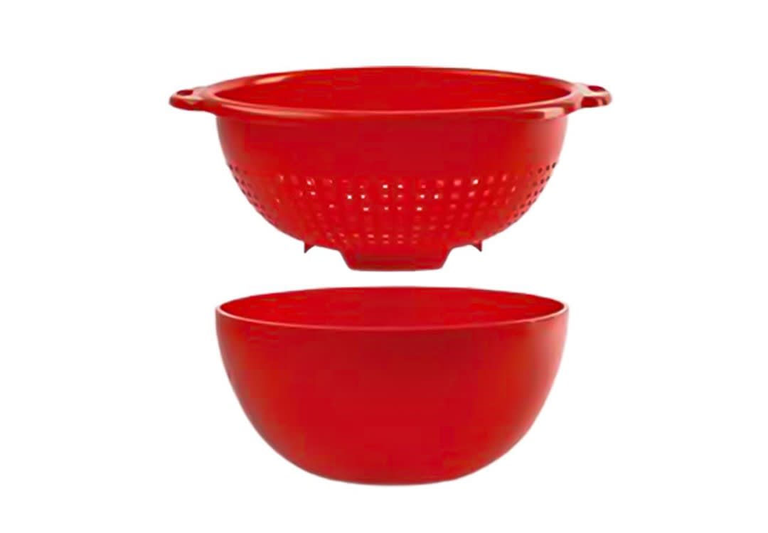 Plastic Colander With Bowl - Red
