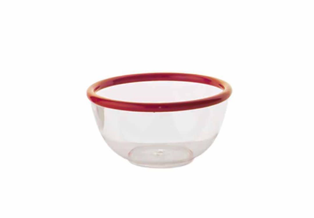 Plastic Salad Bowl - Transparent & Red ( 30 cm )