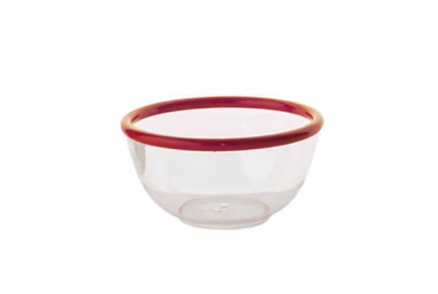 Plastic Salad Bowl - Transparent & Red ( L )