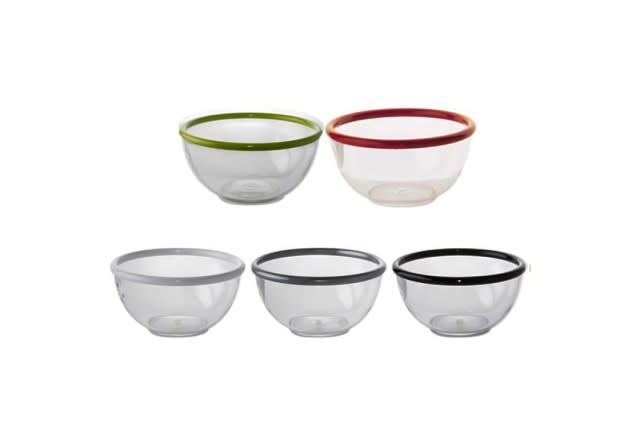 Plastic Salad Bowl - Transparent & White ( M )