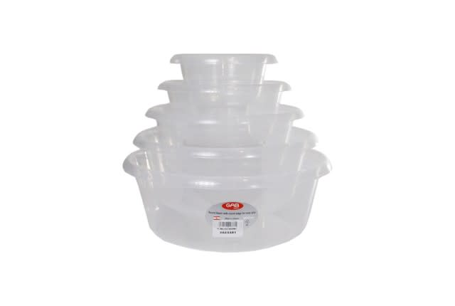 طقم وعاء بلاستيك 5 قطع متعدد الإستخدام - شفاف