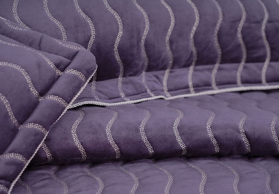 Turkish Jacquard Cotton Bed Spread Set 4 PCS - King Purple & White