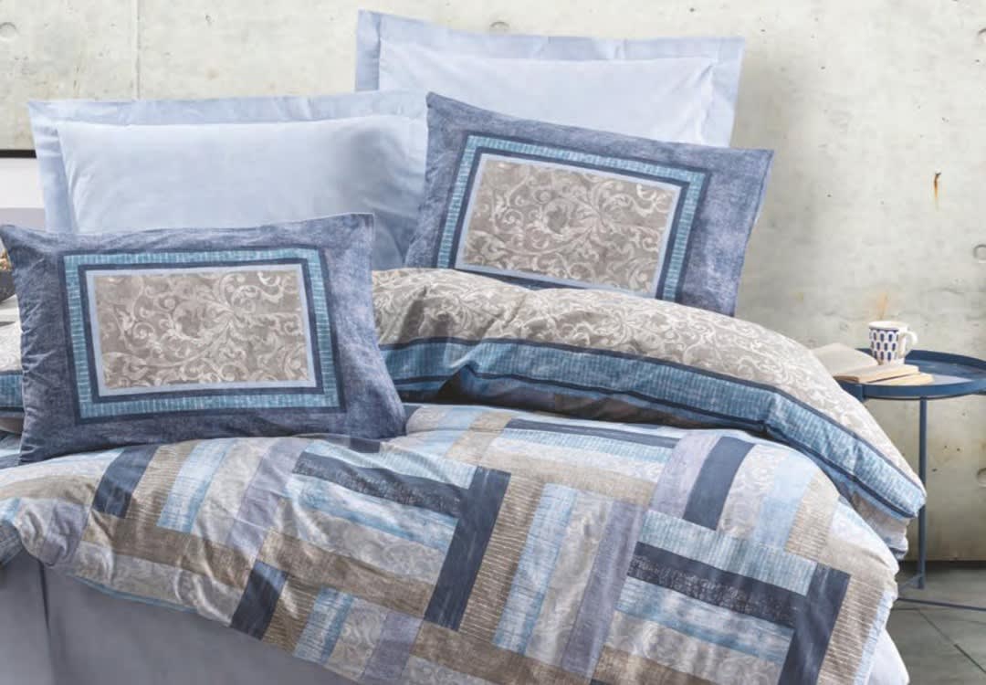 Groovy Duvet Cover Set Without Filling 6 PCS - King Blue & Grey