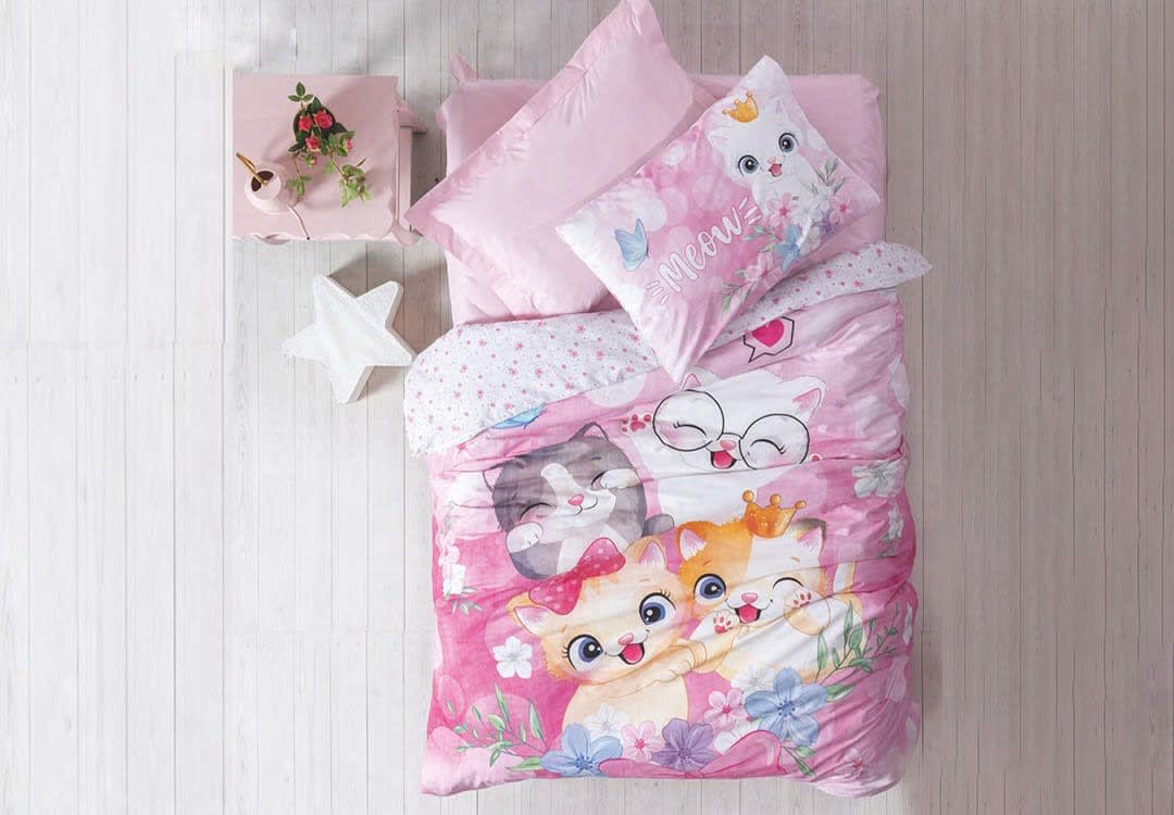 Missy Pembe Cotton Kids Comforter Set 4 PCS - Pink