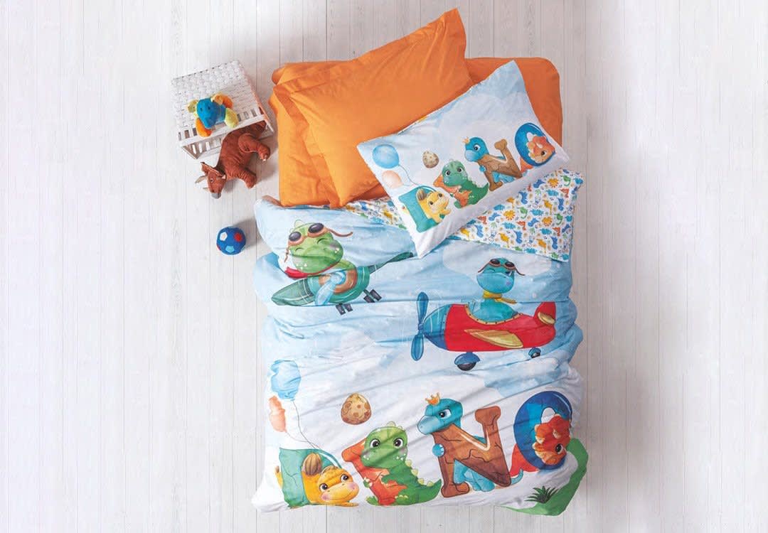 Roar Cotton Kids Comforter Set 4 PCS - Blue