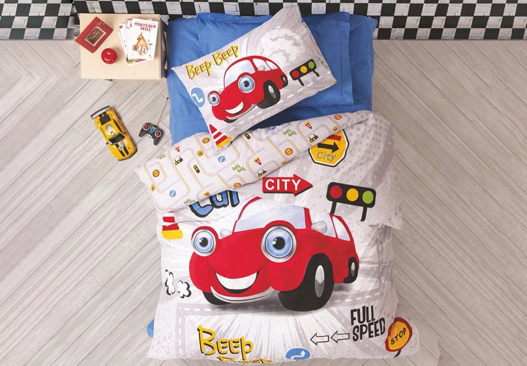 Beep Cotton Kids Comforter Set 4 PCS - Multi-Colors