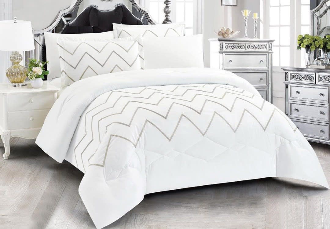 Annabelle Comforter Set 6 PCS - King White