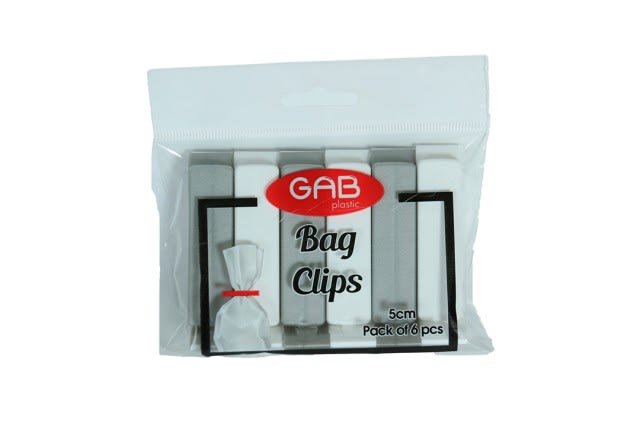 Plastic Clips Set For Closing Bags 6 PCS - White & Grey