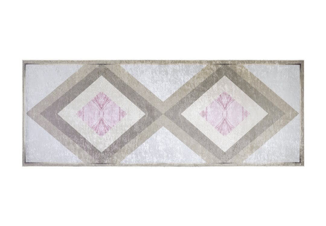 Armada Waterproof Carpet - ( 150 × 80 ) cm Grey & Beige & Pink ( Without White Edges )