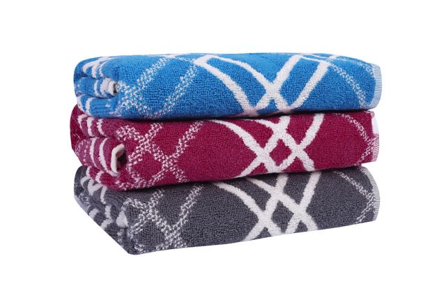 Hobby Cotton Towel Set 3 Pcs ( 50 X 90 ) - Blue & Red & Grey