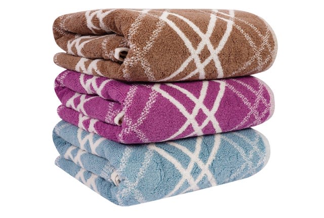 Hobby Cotton Towel Set 3 Pcs ( 70 X 140 ) - L.Blue & Purple & Brown