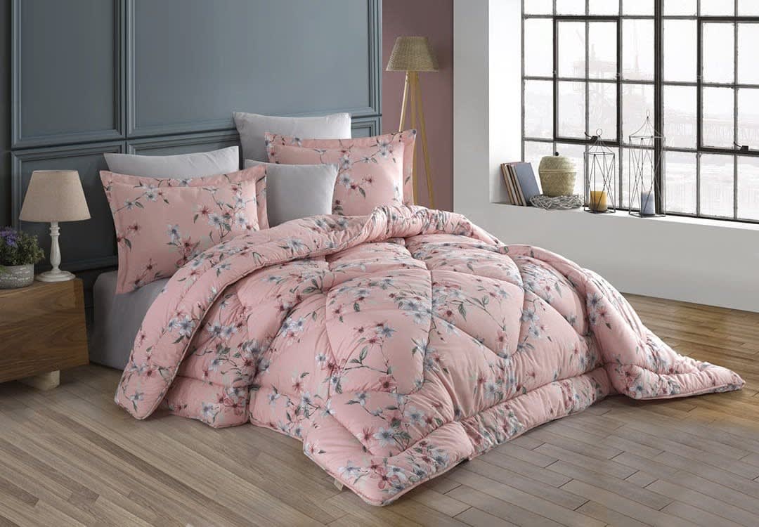 Florina Turkish Cotton Comforter Set 7 PCS - King Pink
