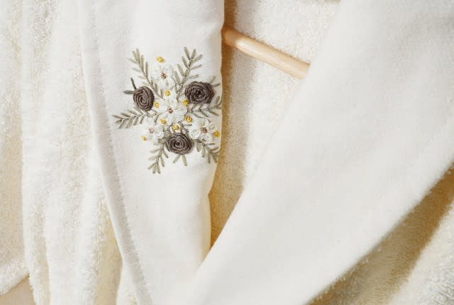 LILIANA Bridal Turkish Cotton Bathrobe 16 PCS - Brown & Cream