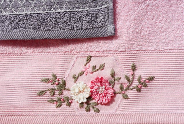 LILIANA Bridal Turkish Cotton Bathrobe 16 PCS - D.Grey & Pink