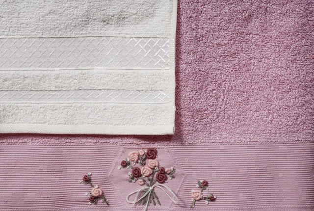 LILIANA Bridal Turkish Cotton Bathrobe 16 PCS - L.Purple & Cream
