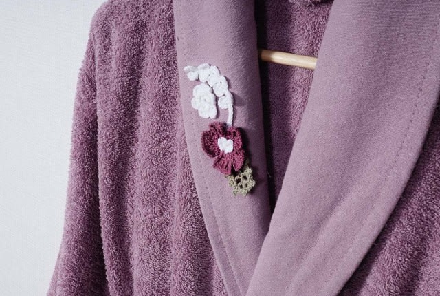 LILIANA Bridal Turkish Cotton Bathrobe 16 PCS - Purple & L.Brown