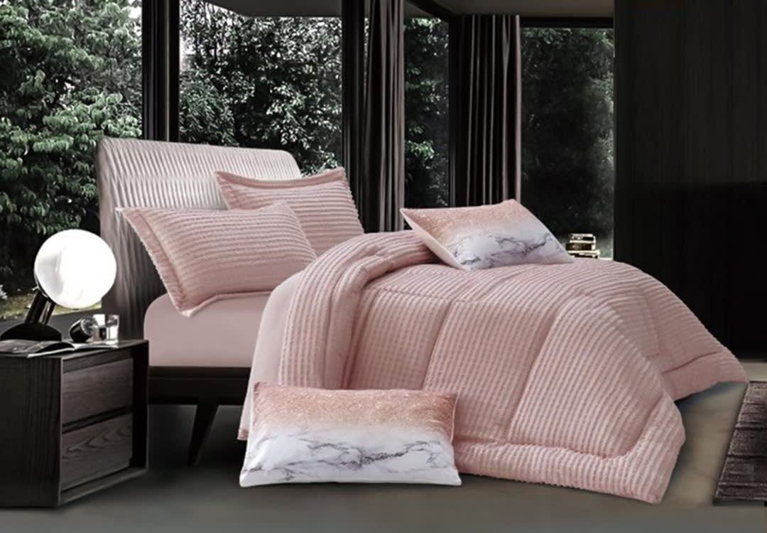 San Diego Comforter Set 4 PCS - Single Pink