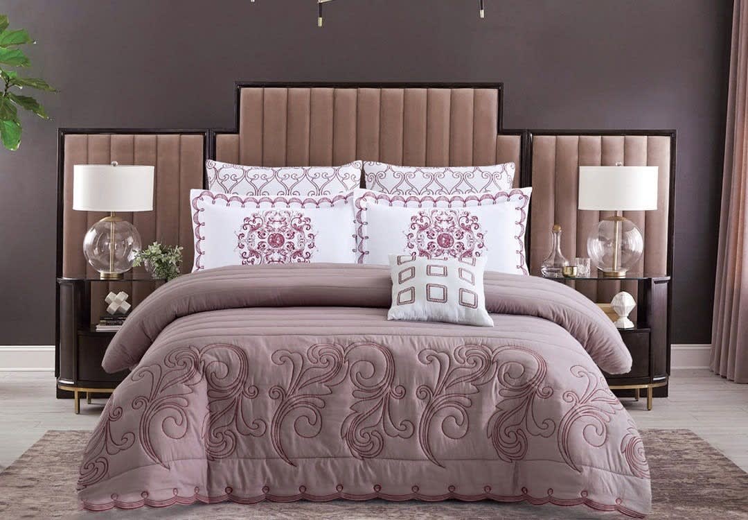 Rosario Embroiderd Comforter Set 7 PCS ــ King Purple