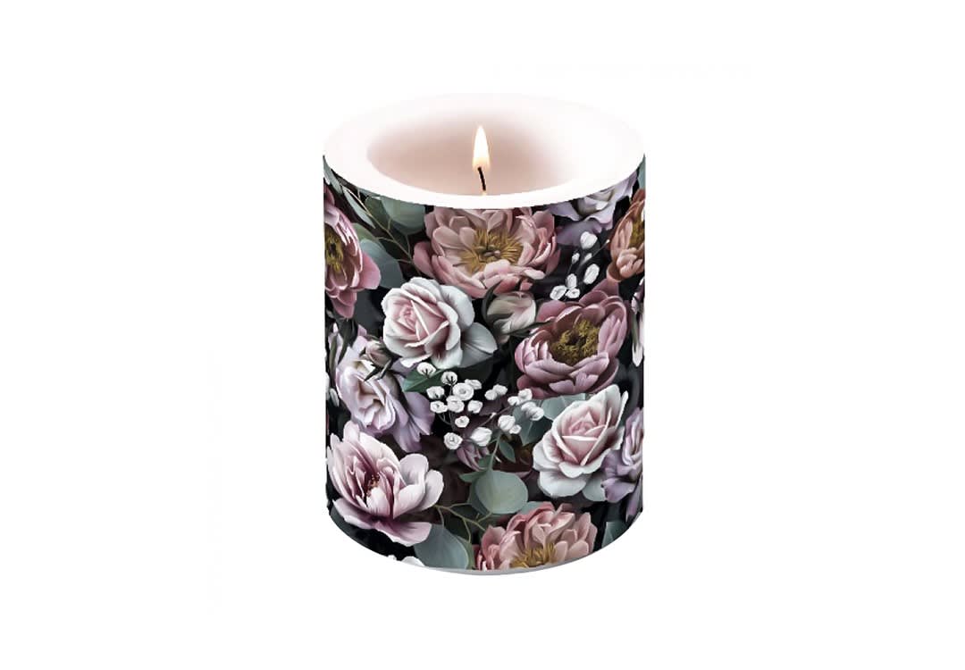 Flowers Black Candle