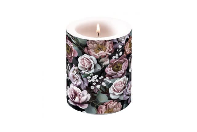 Flowers Black Candle