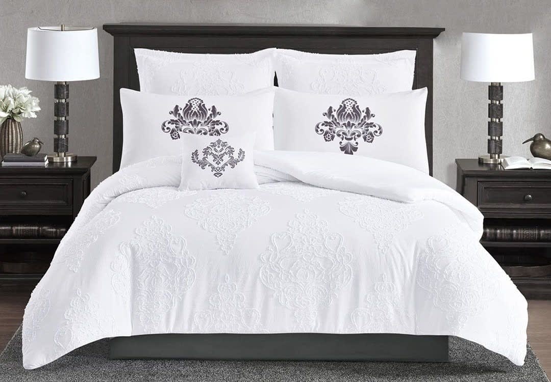 Aseel Comforter Set 4 PCS - Single White