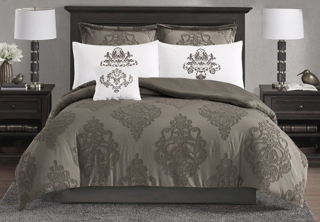 Aseel Comforter Set 4 PCS - Single D.Grey