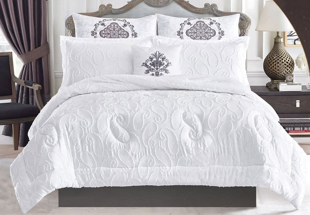 Bissan Decorated Comforter Set 7 PCS - King White