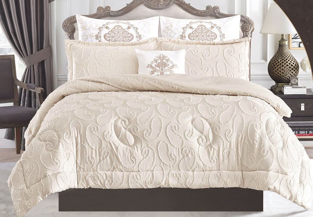 Bissan Decorated Comforter Set 7 PCS - King Cream