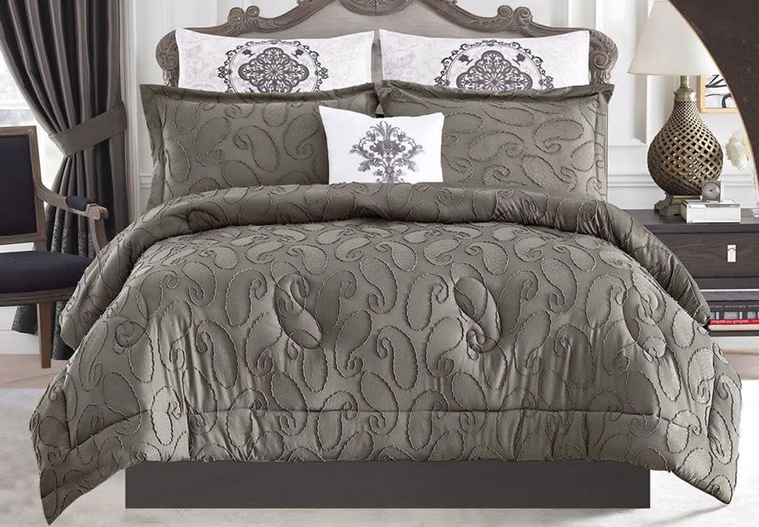 Bissan Decorated Comforter Set 7 PCS - King D.Grey