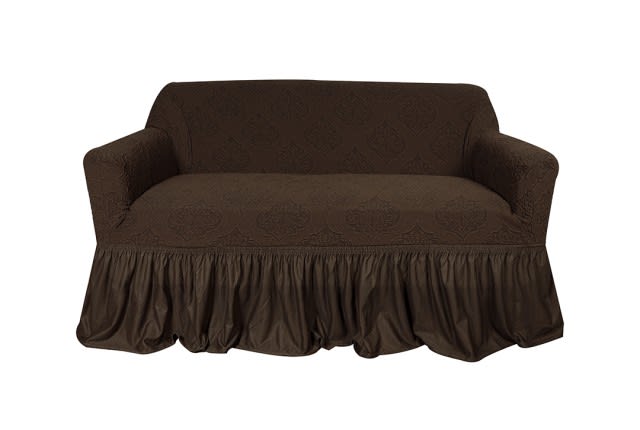 Liliana Stretch Sofa Cover 2 Seater - D.Brown