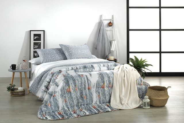 Spanish Mora Comforter Set 8 PCS - King White & Grey