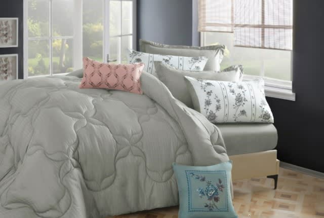 Angelia Striped Comforter Set 8 PCS - King Grey