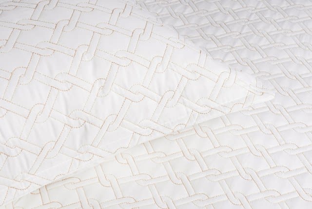 Armada Cotton Bedspread Set 2 PCS - Single White & Gold