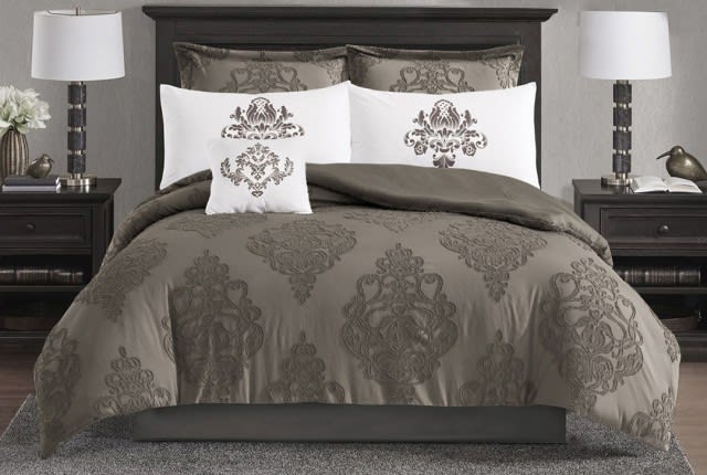 Aseel Comforter Set 7 PCS - King D.Grey