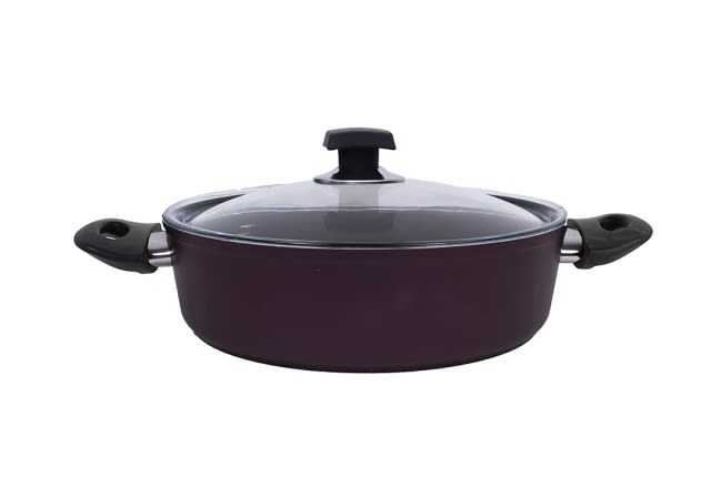 Granite Cooking Pot With Glass Lid - D.Purple ( Medium )