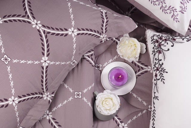Kamila Cotton Comforter Set 7 PCS Double Face - King Purple